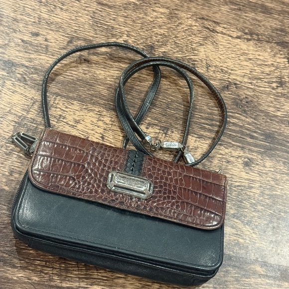 Brighton Black and Brown Mini Bag with Crocodile Texture - Picture 2 of 8